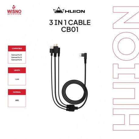 Kabel 3 in 1 Huion Kamvas Pro CB01 Original