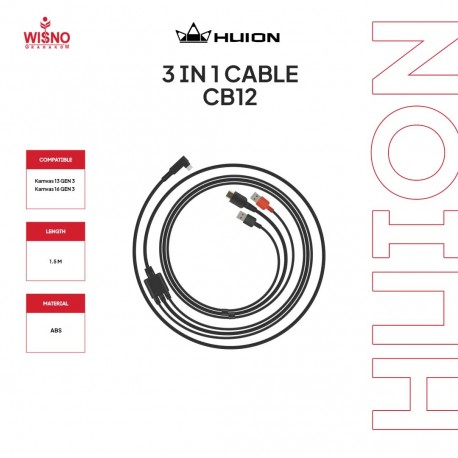 Kabel 3in1 Huion CB12 Original for Kamvas 13 GS1333