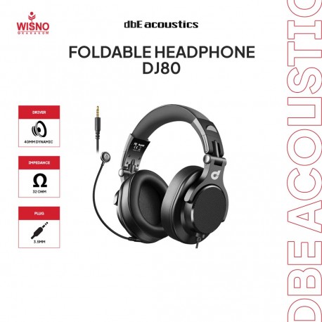 dbE DJ80 Foldable DJ Headphone with Detachable Microphone