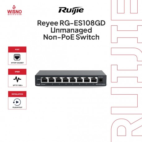 Ruijie Reyee RG-ES108GD, 8-port 10/100/1000Mbps Unmanaged Non-PoE Switch